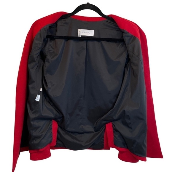 10 Crosby Derek Lam Wool Blend Open Front Blazer Jacket Red 6 - Picture 5 of 9